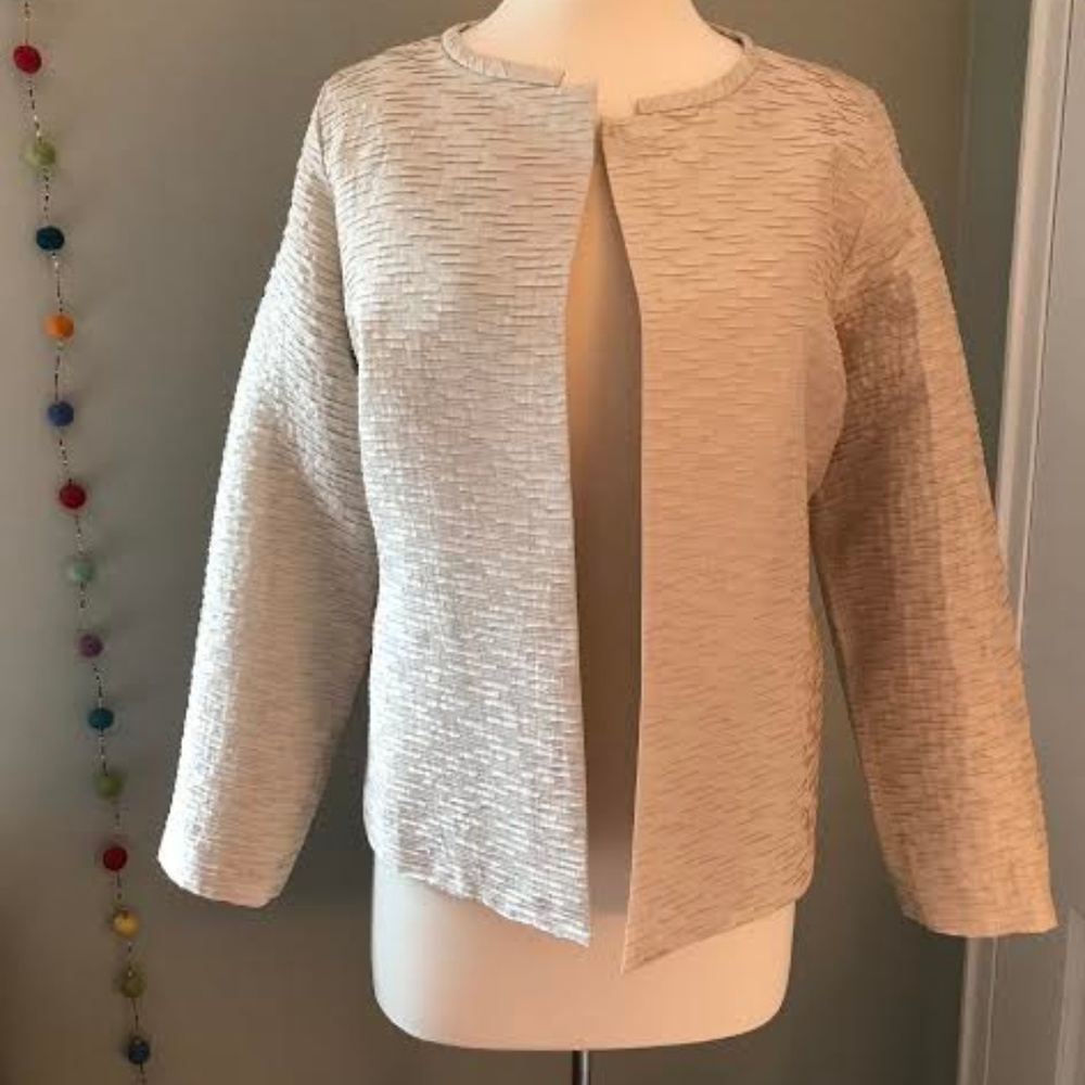 Eileen Fisher Silk Pleated Mandarin  jacket NWT